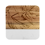 Monstera Palm Leaves Plants Marble Wood Coaster (Square)