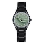 Silky Sage Abstract Elegant Print Design Stainless Steel Round Watch