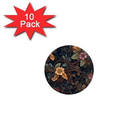 Floral Seamless Pattern Decorative 1  Mini Buttons (10 pack)  from ArtsNow.com Front