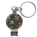 Floral Seamless Pattern Decorative Nail Clippers Key Chain