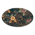 Floral Seamless Pattern Decorative Oval Magnet