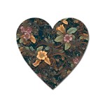 Floral Seamless Pattern Decorative Heart Magnet