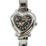 Floral Seamless Pattern Decorative Heart Italian Charm Watch