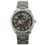 Floral Seamless Pattern Decorative Sport Metal Watch