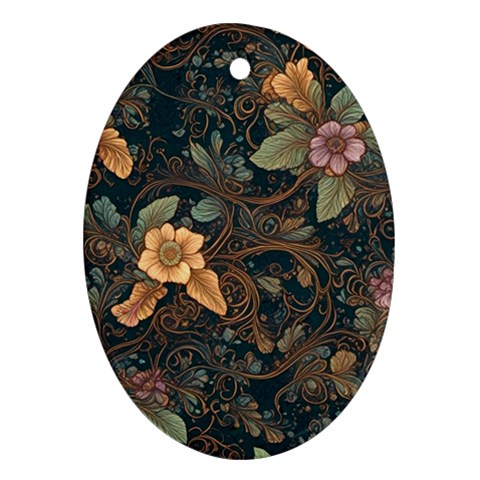 Floral Seamless Pattern Decorative Oval Ornament (Two Sides) from ArtsNow.com Front