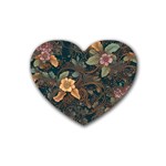 Floral Seamless Pattern Decorative Rubber Coaster (Heart)