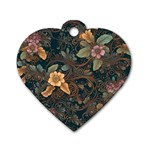 Floral Seamless Pattern Decorative Dog Tag Heart (Two Sides)