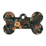 Floral Seamless Pattern Decorative Dog Tag Bone (Two Sides)