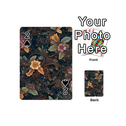 Floral Seamless Pattern Decorative Playing Cards 54 Designs (Mini) from ArtsNow.com Front - Spade2