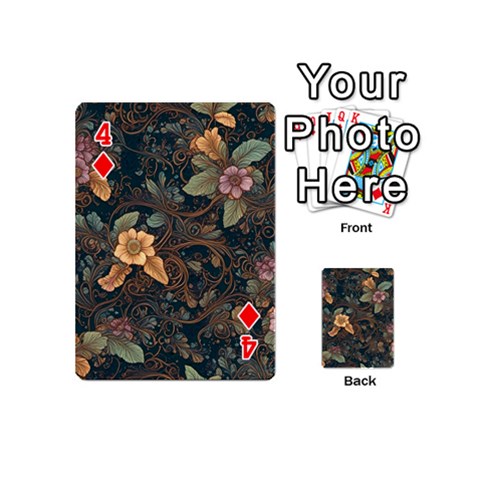 Floral Seamless Pattern Decorative Playing Cards 54 Designs (Mini) from ArtsNow.com Front - Diamond4