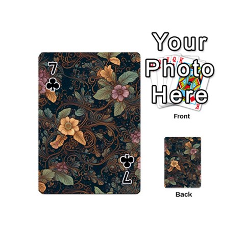 Floral Seamless Pattern Decorative Playing Cards 54 Designs (Mini) from ArtsNow.com Front - Club7