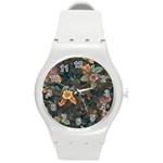 Floral Seamless Pattern Decorative Round Plastic Sport Watch (M)