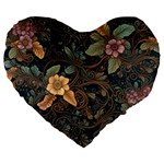 Floral Seamless Pattern Decorative Large 19  Premium Heart Shape Cushions