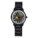 Floral Seamless Pattern Decorative Stainless Steel Round Watch