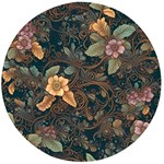 Floral Seamless Pattern Decorative Wooden Bottle Opener (Round)