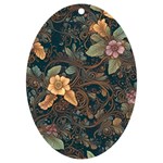 Floral Seamless Pattern Decorative UV Print Acrylic Ornament Oval