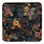 Floral Seamless Pattern Decorative Square Glass Fridge Magnet (4 pack)