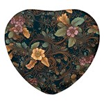 Floral Seamless Pattern Decorative Heart Glass Fridge Magnet (4 pack)