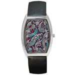 Seamless Pattern Paisley Decorative Barrel Style Metal Watch