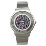 Seamless Pattern Paisley Decorative Stainless Steel Watch