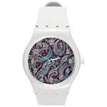 Seamless Pattern Paisley Decorative Round Plastic Sport Watch (M)