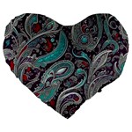 Seamless Pattern Paisley Decorative Large 19  Premium Heart Shape Cushions