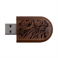 Seamless Pattern Paisley Decorative Wood Oval USB Flash Drive from ArtsNow.com USB