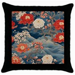 Seamless Pattern Chinoiserie Flowers Throw Pillow Case (Black)