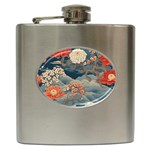 Seamless Pattern Chinoiserie Flowers Hip Flask (6 oz)