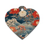 Seamless Pattern Chinoiserie Flowers Dog Tag Heart (One Side)