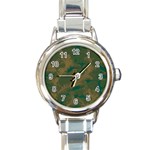 Seamless Pattern Pattern Leaves Round Italian Charm Watch