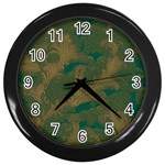 Seamless Pattern Pattern Leaves Wall Clock (Black)