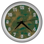 Seamless Pattern Pattern Leaves Wall Clock (Silver)