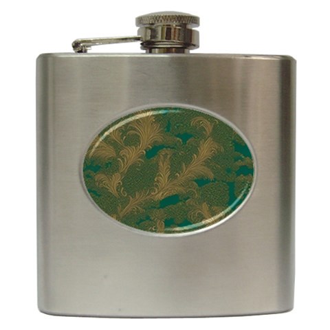 Seamless Pattern Pattern Leaves Hip Flask (6 oz) from ArtsNow.com Front