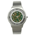 Seamless Pattern Pattern Leaves Stainless Steel Watch