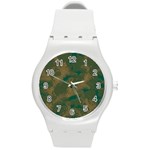 Seamless Pattern Pattern Leaves Round Plastic Sport Watch (M)