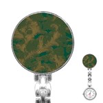 Seamless Pattern Pattern Leaves Stainless Steel Nurses Watch