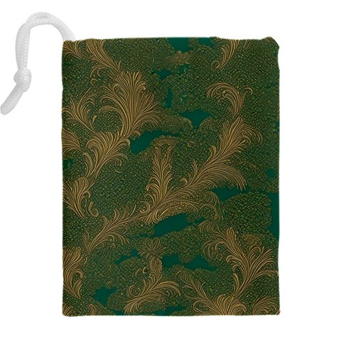 Seamless Pattern Pattern Leaves Drawstring Pouch (4XL) from ArtsNow.com Back