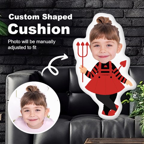 Personalized Photo in Devil Cartoon Style Custom Shaped Cushion Cut To Shape Cushion Case from ArtsNow.com Front