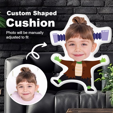 Personalized Photo in Frankenstein Cartoon Style Custom Shaped Cushion Cut To Shape Cushion Case from ArtsNow.com Front