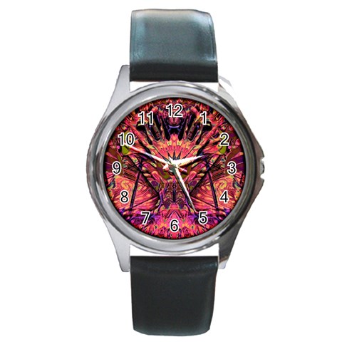 Trippy Garland Round Metal Watch from ArtsNow.com Front