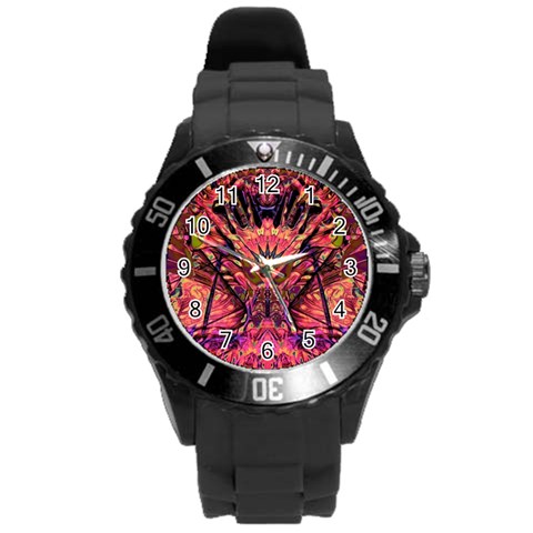 Trippy Garland Round Plastic Sport Watch (L) from ArtsNow.com Front