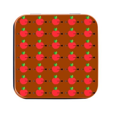 Apple Arrow Pattern Design Drawing Square Metal Box (Black) from ArtsNow.com Front