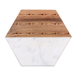 Apple Arrow Pattern Design Drawing Marble Wood Coaster (Hexagon) 