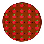 Apple Arrow Pattern Design Drawing Round Glass Fridge Magnet (4 pack)