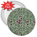 Swirls Foliage Leaves Green 3  Buttons (100 pack) 