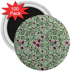 Swirls Foliage Leaves Green 3  Magnets (100 pack)