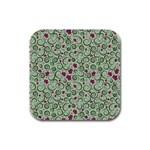 Swirls Foliage Leaves Green Rubber Square Coaster (4 pack)