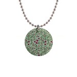 Swirls Foliage Leaves Green 1  Button Necklace