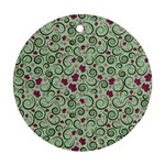 Swirls Foliage Leaves Green Round Ornament (Two Sides)